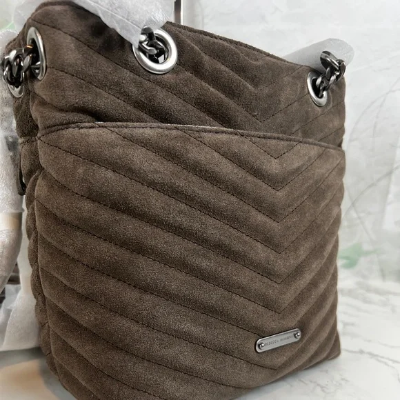 Rebecca Minkoff Edie Bucket Crossbody With Fringe, Porcini - Picture 6 of 15